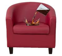 Lot de 2 housses de fauteuil club extensibles en cuir imperméable pour fauteuil tonneau, fauteuil, salon (bordeaux)