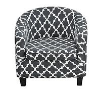 Lot de 2 housses de fauteuil tonneau, amovibles, très extensibles, imprimées et douces, pour salle à manger, salon, Internet, café, bar, bureau, réception