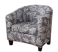 Lot de 2 housses de fauteuil tonneau, design 2 en 1 très extensibles et douces pour salle à manger, salon, café, bar, bureau, réception (imprimé 1)