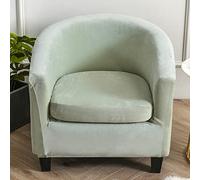 Lot de 2 housses de fauteuil tonneau en velours doux, extensibles, antidérapantes avec housse de coussin, pour salle à manger, salon, bureau, club, vert