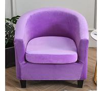 Lot de 2 housses de fauteuil tonneau en velours doux, extensibles, antidérapantes, pour salle à manger, salon, bureau, violet
