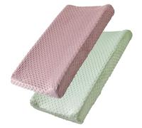 Lot de 2 housses de matelas à langer, draps de table à langer doux pour bébé garçon et fille, housse de table à langer pour matelas à langer de 81,3 cm/86,4 x 40,6 cm (vert + rose sépia)