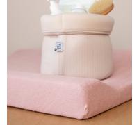 Lot de 2 housses de matelas à langer Ecru-Rose poudre (70 x 50 cm)