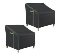 Lot de 2 housses de meubles de terrasse, robustes, en tissu Oxford 210D, imperméables, avec protection UV, coupe-vent et anti-poussière pour fauteuil de jardin empilable (81 x 94 x 71/91 cm)