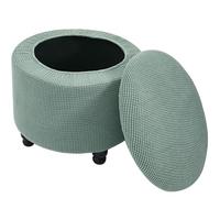 Lot de 2 housses de ottomane rondes, extensibles et amovibles pour ottomane de rangement pliable et amovible - Bordeaux