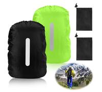 Lot de 2 housses de pluie pour sac à dos étanche (30 à 40 l) - Protection contre la pluie pour sacs à dos avec bandes réfléchissantes - Housse de pluie avec sac de rangement - Housse de pluie pour sac