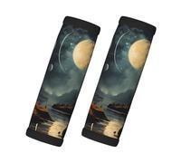 Lot de 2 housses de poignée de bagage à main souples avec imprimé lune, étoiles et planètes, pour sac de cabine de voiture