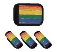 Lot de 2 housses de poignée de bagage en néoprène arc-en-ciel pour sac de voyage d'aéroport, Drapeau Rainbow Pride Gay LGBT Pride Day Mois Parade, one sizex4