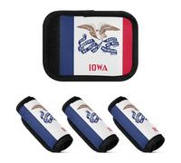 Lot de 2 housses de poignée de bagage en néoprène pour identification de bagages de voyage, Drapeau de l'État de l'Iowa, one sizex4