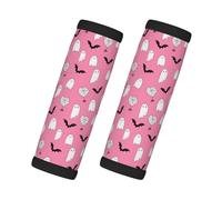 Lot de 2 housses de poignée de bagage pour valise - Fantôme rose d'Halloween - Étiquettes d'identification pour valises, accessoires de voyage, essentiels de voyage pour l'avion