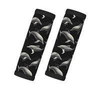 Lot de 2 housses de poignée de bagage pour valise - Housses de poignée de bagage tendance avec imprimé dauphins noirs, étiquettes d'identification pour valises, essentiels de voyage pour accessoires