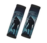 Lot de 2 housses de poignée de bagage pour valise - Moon Wolf Warrior - Étiquettes d'identification pour valises, accessoires de voyage essentiels pour voler