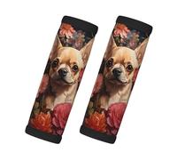 Lot de 2 housses de poignée de bagage pour valise - Vintage Fleur rouge Chihuahua - Étiquettes d'identification pour valises, accessoires de voyage, essentiels de voyage pour l'avion