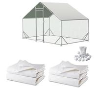 Lot de 2 housses de poulailler imperméables et UV, 3 x 2 m pour l'hiver avec cordons élastiques à boule, tissu d'ombrage pour grand poulailler, enclos à poulailler sans rendez-vous