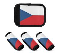 Lot de 2 housses de protection pour poignée de bagage pour sac de courses, Drapeau national de la République tchèque, one sizex4