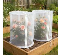 Lot de 2 housses de protection réutilisables en maille respirante et imperméable avec fermeture éclair pour accès, filet pour plantes de jardin, barrière pour tomates et légumes, blanc (60 x 60 x 120