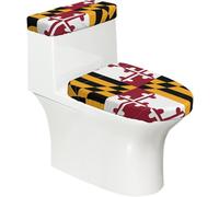Lot de 2 housses de réservoir de toilettes souples et réutilisables pour toilettes en forme de U/O, décoration de salle de bain Motif drapeau du Maryland