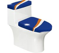 Lot de 2 housses de réservoir de toilettes souples et réutilisables pour toilettes en forme de U/O, motif drapeau des îles Marshall, décoration de salle de bain