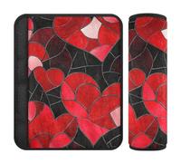 Lot de 2 housses de sangle de ceinture en verre teinté rouge et noir pour la Saint-Valentin, protège votre cou et vos épaules, coussinet de ceinture d'épaule pour SUV et SUV Auto 25,4 x 19,6 cm
