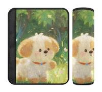 Lot de 2 housses de sangle de cou pour siège de voiture avec motif chien orange