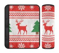 Lot de 2 housses de sangle de siège de voiture avec motif arbre de Noël vert bonhomme de neige et élan, pour camion