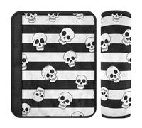 Lot de 2 housses de sangle de siège de voiture motif tête de mort vintage noir et blanc, housse de ceinture de sécurité pour avion, avion, camion, 25,4 x 19,6 cm pour ceinture de sécurité