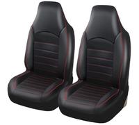 Lot de 2 housses de siège avant universelles classiques en cuir PU pour voiture, housses de siège baquet à dossier haut