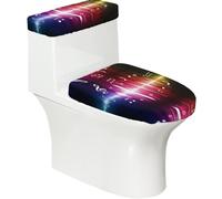 Lot de 2 housses de siège de toilette avec couvercle de réservoir, élastique pour toilettes en forme de U et allongées, décoration de salle de bain, cadeau de pendaison de crémaillère