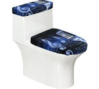 Lot de 2 housses de siège de toilette avec microphone et notes de musique avec couvercle de réservoir, ajustement élastique pour toilettes en forme de U et allongées, décoration de salle de bain