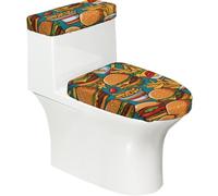 Lot de 2 housses de siège de toilette imprimées avec couvercle de réservoir - Convient aux toilettes en forme de U ou étendues - Parfait pour une pendaison de crémaillère, un anniversaire et un cadeau