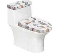 Lot de 2 housses de siège de toilette imprimées avec couvercle de réservoir - Convient aux toilettes en forme de U ou étendues - Parfait pour une pendaison de crémaillère, un anniversaire et un cadeau