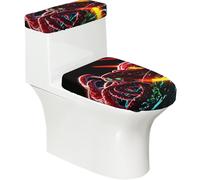 Lot de 2 housses de siège de toilette imprimées pieuvre mutant - avec couvercle de réservoir - Convient aux toilettes en forme de U ou étendues - Parfait pour une pendaison de crémaillère, un