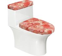 Lot de 2 housses de siège de toilette imprimées répétition de cercles - avec couvercle de réservoir - Convient aux toilettes en forme de U ou étendues - Parfait pour une pendaison de crémaillère, un