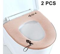 Lot De 2 Housses De Siège De Toilette Lavables Avec Fermeture Éclair ¿ Flanelle Douce, Imperméable, Chaude Et Élégante Pour Toilettes Standard
