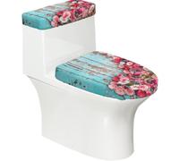 Lot de 2 housses de siège de toilette rustiques avec couvercle de réservoir, élastique pour toilettes en forme de U et allongées, décoration de salle de bain, cadeau de pendaison de crémaillère