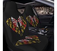 Lot De 2 Housses De Siège De Voiture Aile Drapeau De L'État du Maryland Housse De Siège Avant Lavable Extensible Doux Couverture De Selle Avant, pour Berlines, Camionnettes, Voitures