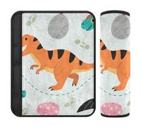 Lot de 2 housses de siège de voiture avec illustration de dinosaure - Bleu - Pour ceinture de sécurité - Couper dans le cou - Pour sac de transport