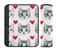 Lot de 2 housses de siège de voiture avec motif chat noir pour la Saint Valentin - Protège votre cou et vos épaules pour berline