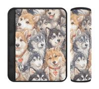 Lot de 2 housses de siège de voiture avec motif de chiens husky sibériens, plus de confort, housse de ceinture de sécurité pour camion, voiture, avion 25,4 x 19,6 cm