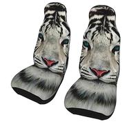 Lot de 2 Housses de siège de Voiture avec Motif de Tigre Blanc - Protection Automobile - Tapis de Voiture Universel pour la Plupart des Voitures, SUV, camions