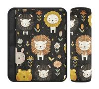 Lot de 2 housses de siège de voiture avec motif lion et fleurs noires pour plus de confort