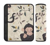 Lot de 2 housses de siège de voiture beige drôle chimpanzé pour libérer le stress sur votre cou et vos épaules pour protection de van