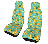 Lot de 2 Housses de siège de Voiture en Forme de Bananes Tropicales, Feuilles de Palmier Tropicales, sièges Avant, Protection Automobile, Tapis de Voiture Universel, Housse de Coussin pour la Plupart