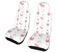 Lot de 2 housses de siège de voiture en forme de cœur d'hippopotame mignon pour la Saint-Valentin, sièges avant, protection automobile, tapis de voiture universel, housse de coussin pour la plupart de