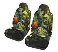 Lot de 2 housses de siège de voiture - Motif feuilles de palmier tropicales - Coussin élastique pour siège avant - Pour homme et femme