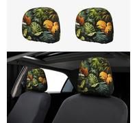 Lot de 2 housses de siège de voiture - Motif feuilles de palmier tropicales tropicales - Housses universelles anti-salissures pour voiture et camionnettes