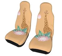 Lot de 2 housses de siège de voiture, motif girafe, soleil, feuilles tropicales, sièges avant, protection automobile, tapis de voiture universel, housse de coussin pour la plupart des voitures, SUV, c