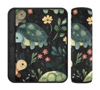 Lot de 2 housses de siège de voiture noires avec motif tortue mignonne, libère le stress sur votre cou et vos épaules pour berline