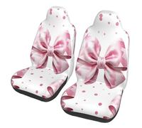 Lot De 2 Housses De Siège De Voiture Nœud Papillon Rose À Pois Housse De Siège Avant Anti-Huile Éviter Rayures Couverture De Selle Avant, pour Voitures, Berlines, Camions