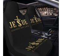 Lot De 2 Housses De Siège De Voiture Religion Christianisme Foi Jésus m'a Sauvé La Vie Or Housse De Siège De Voiture Classique Couverture De Selle Avant, pour SUV, Camionnettes, Camions